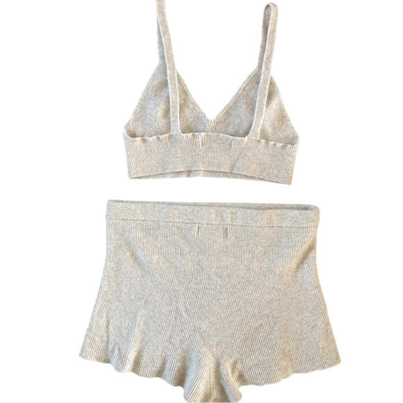 Nadaam Cashmere Ribbed Seamless Bralette and Short Set Luxury Loungewear - Picture 3 of 11